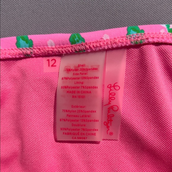 Lilly Pulitzer Pink Bikini Bottom with Green Accents - Picture 2 of 3